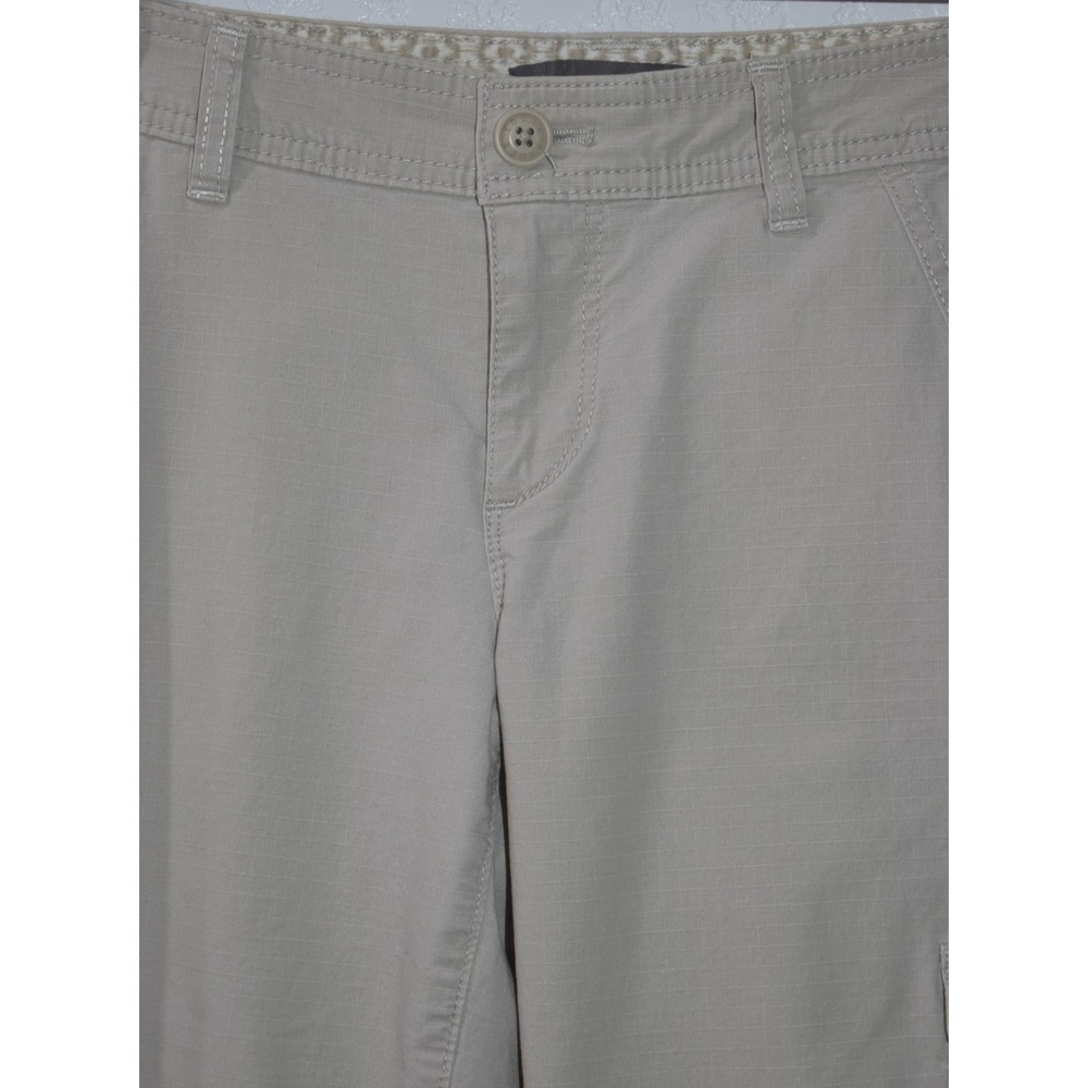 Eddie Bauer Womens 4 Khaki Cargo Capri Pants Drawstring Cuffs Stretch Cotton - Picture 11 of 16